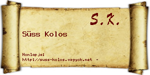 Süss Kolos névjegykártya